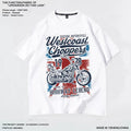 European and American style British retro motorcycle print pure cotton loose summer men's round neck short sleeved T-shirt base shirt youth trendy brand
