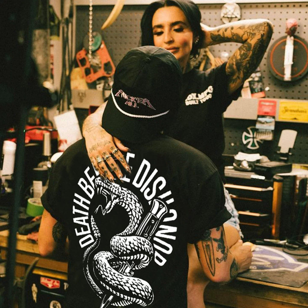 American street Amikaji Cobra workwear trendy brand retro short sleeved metal band skeleton rock pure cotton T