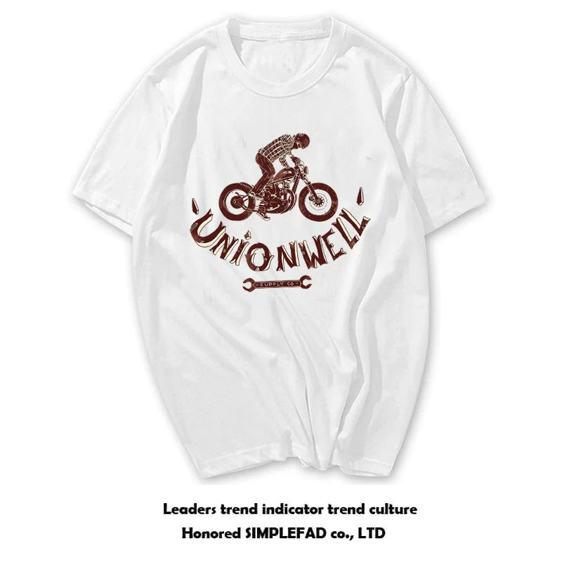 American retro Amei Kaji Street Heavy Motorcycle Motorcycle Rock Style Skull Short Sleeve T-shirt Vintage Men