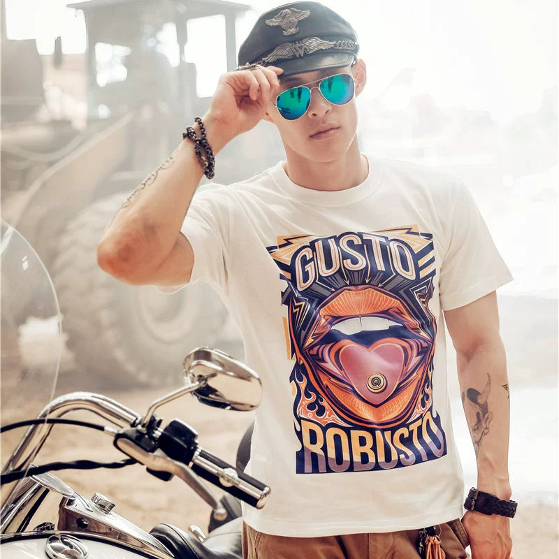 Fashion Trend Hip Hop Rock Undead Big Tongue Original Design Heavy Metal American Street Trendy Brand Short Sleeve T-shirt
