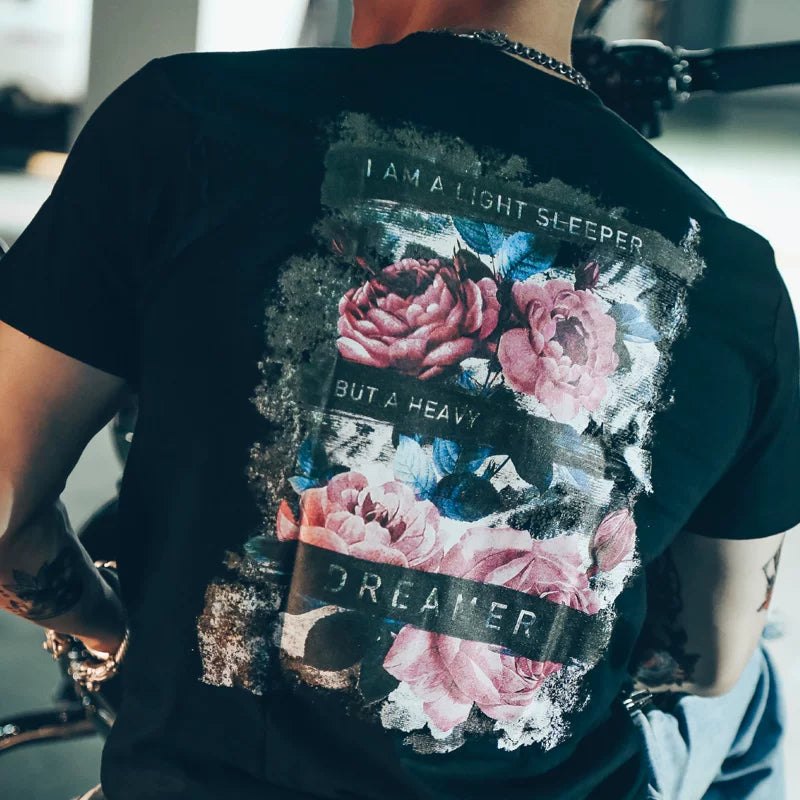 Trendy brand heavy metal 3D printing rock dark street round neck pure cotton short sleeved t-shirt men's trendy brand super hot versatile tee