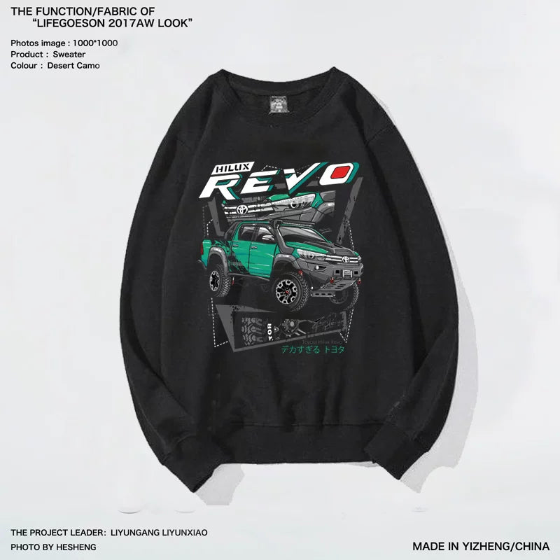 Dark Rock Trendy Brand Punk Harajuku Wind Off Road Racing Motorcycle Printed Men's Hoodie Original Hong Kong Style Trendy Men