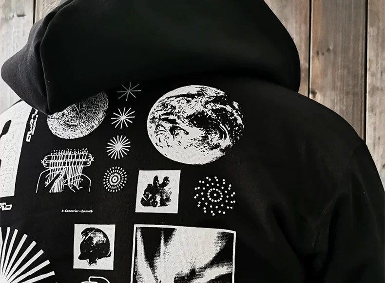 European and American loose hoodies, hip-hop punk hoodies, men's trendy brands, Instagram Hong Kong trend, men's street functional workwear
