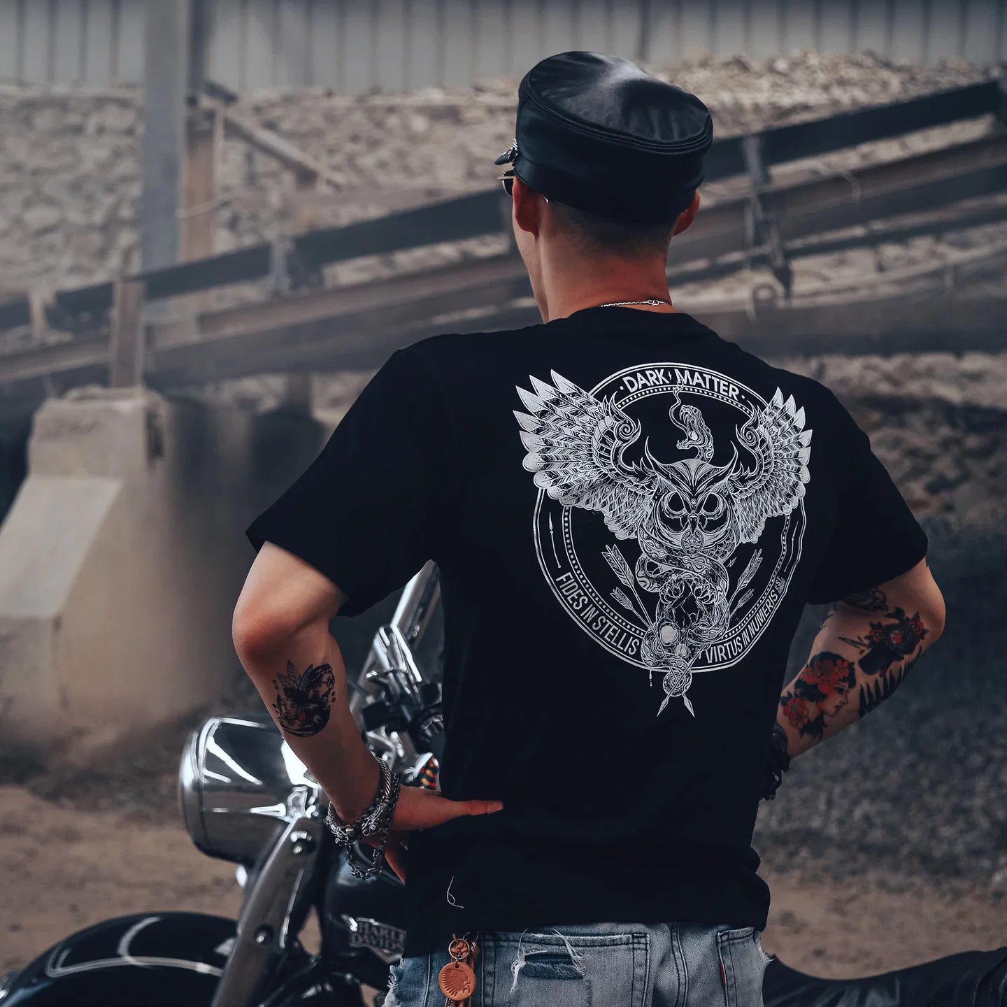 Original design, hand drawn illustrator, rock punk, heavy metal owl, personality, street men's T-shirt, fashion trend brand
