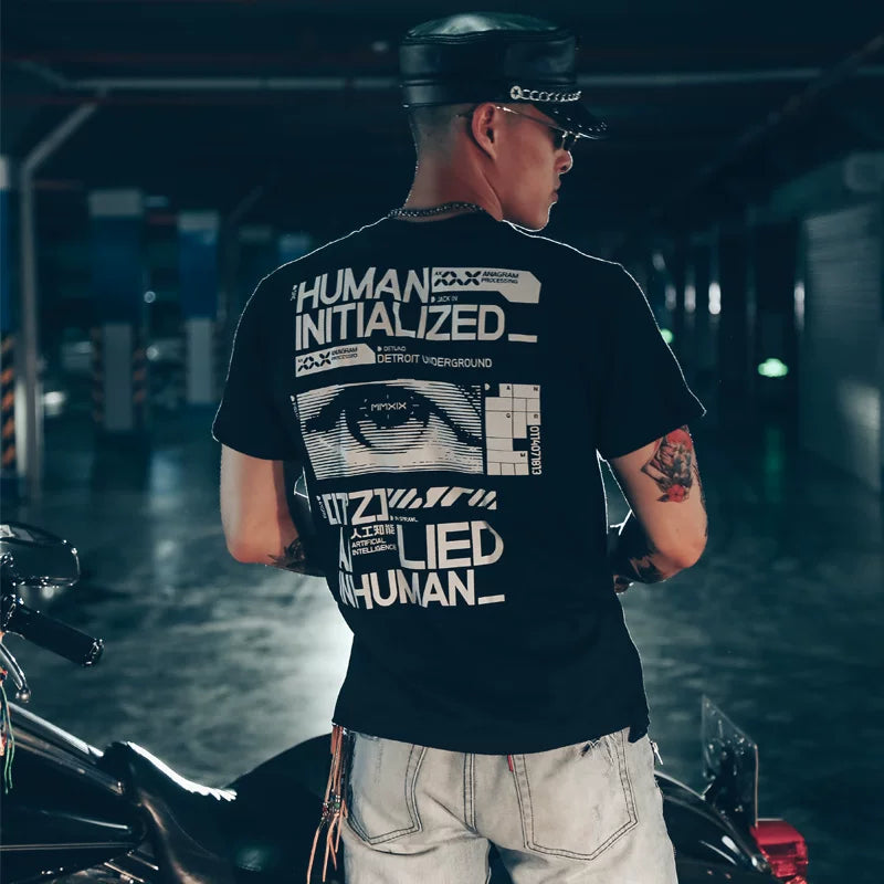 Futurist Cyber Punk original design functional style short sleeved T-shirt trendy high street men