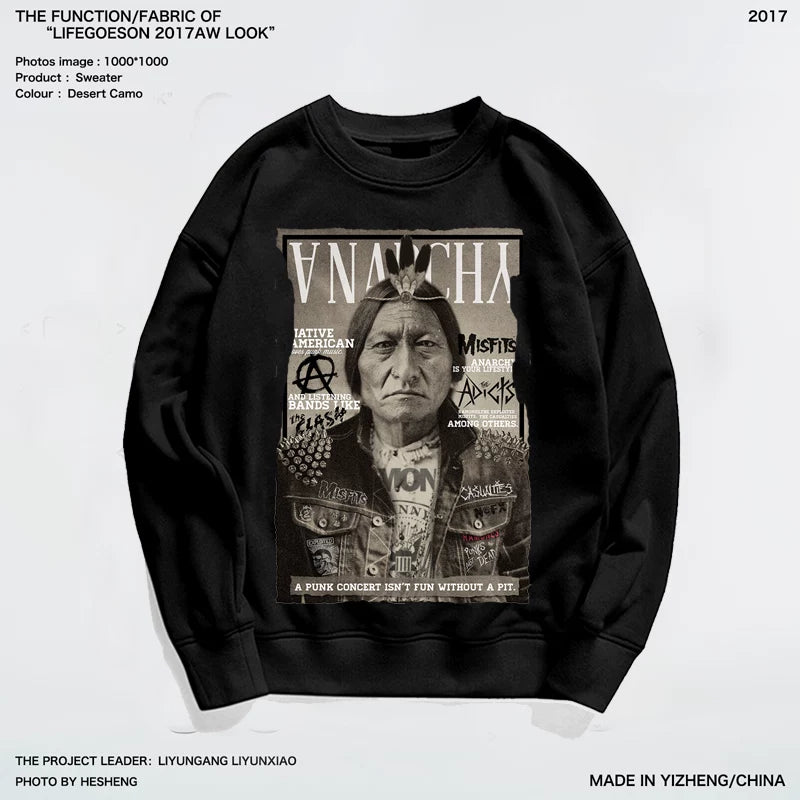 European and American high street trendy men's hoodie with fleece brand HBA men's jacket, hip-hop thick loose street pullover hoodie