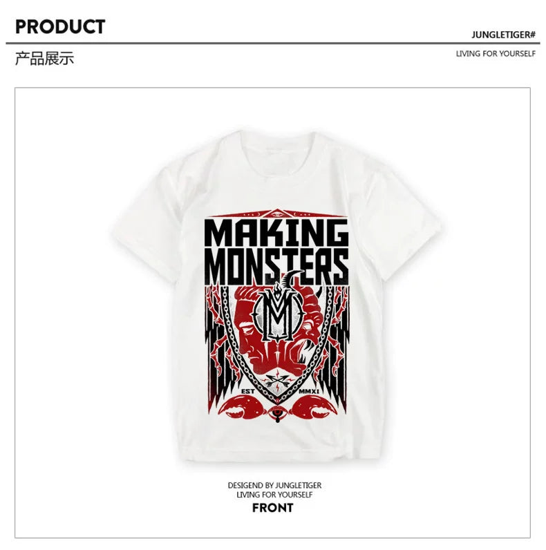 American retro high street vintage heavy cotton short sleeved T-shirt rock heavy metal dark angel print versatile t men