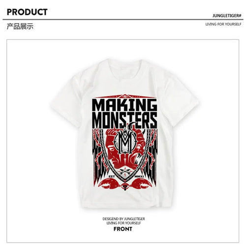 American retro high street vintage heavy cotton short sleeved T-shirt rock heavy metal dark angel print versatile t men