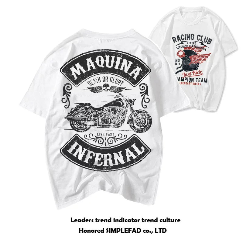 American style free and unrestrained heavy motorcycle t-shirt, tough guy skeleton rider, metal rock, Amikaji short sleeved shirt