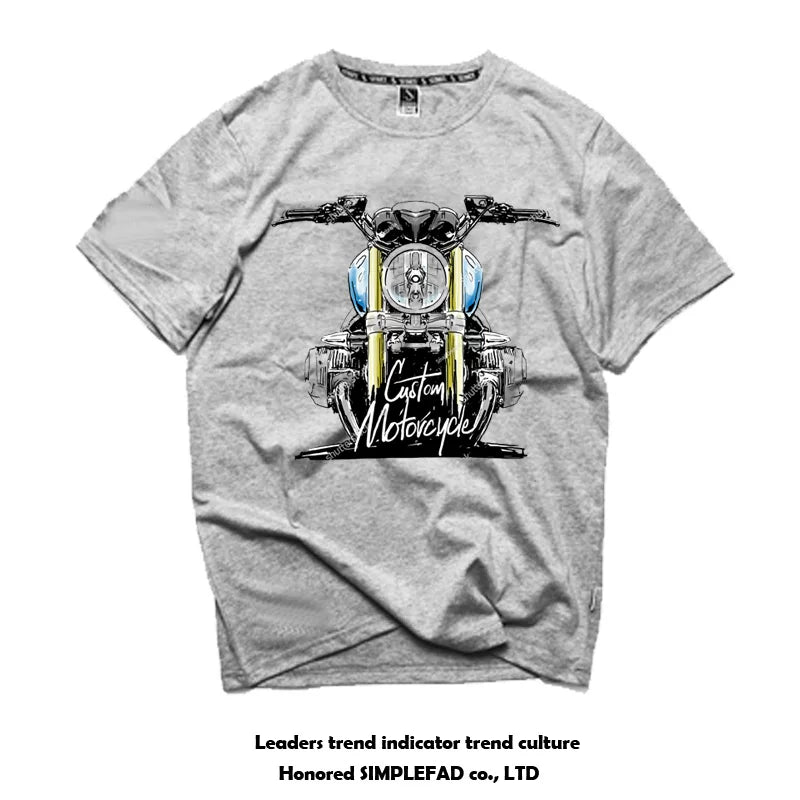 European and American retro Korean version retro ulzzang trendy brand off-road motorcycle motorcycle half sleeved pure cotton short sleeved T-shirt male personality