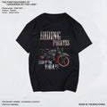 Heavy duty pure cotton American retro short sleeved Tee men's MotorRock motorcycle party trendy short sleeved plain clothes loose T-shirt