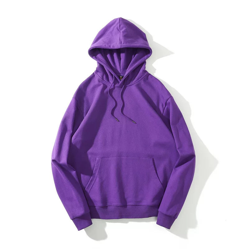 European and American hooded solid color hoodie men's hip-hop loose plus size cyberpunk ninja thick pullover sports hoodie trend