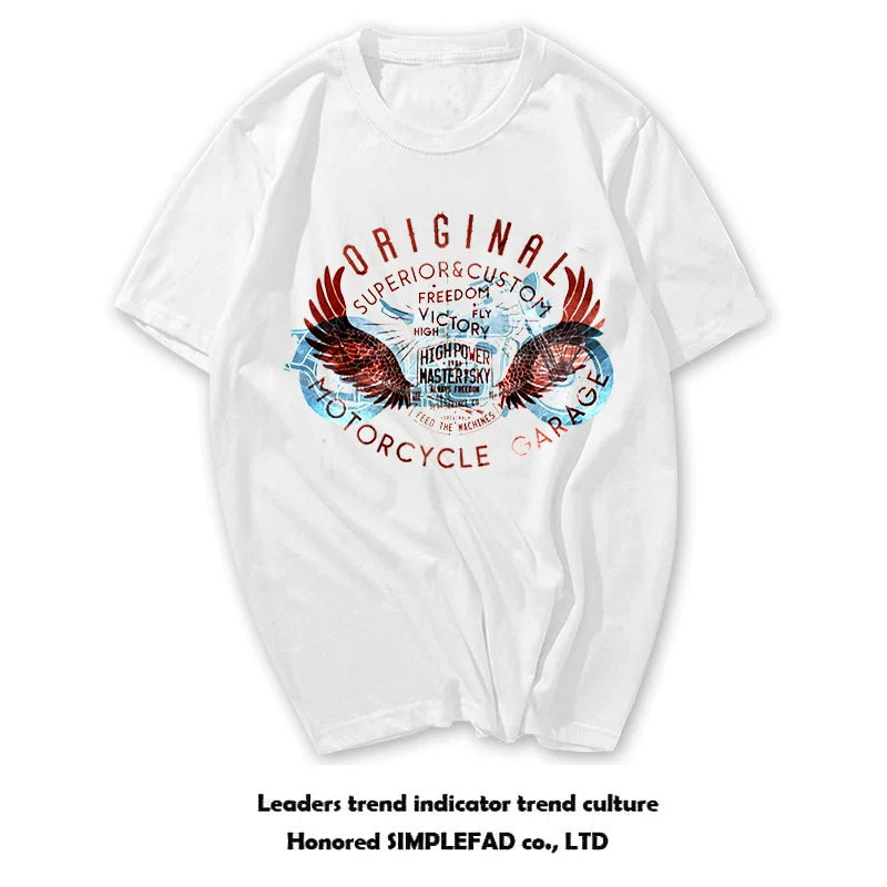 European and American trendy short sleeved West Coast street retro Amikaji motorcycle Western denim T-shirt skull print for men