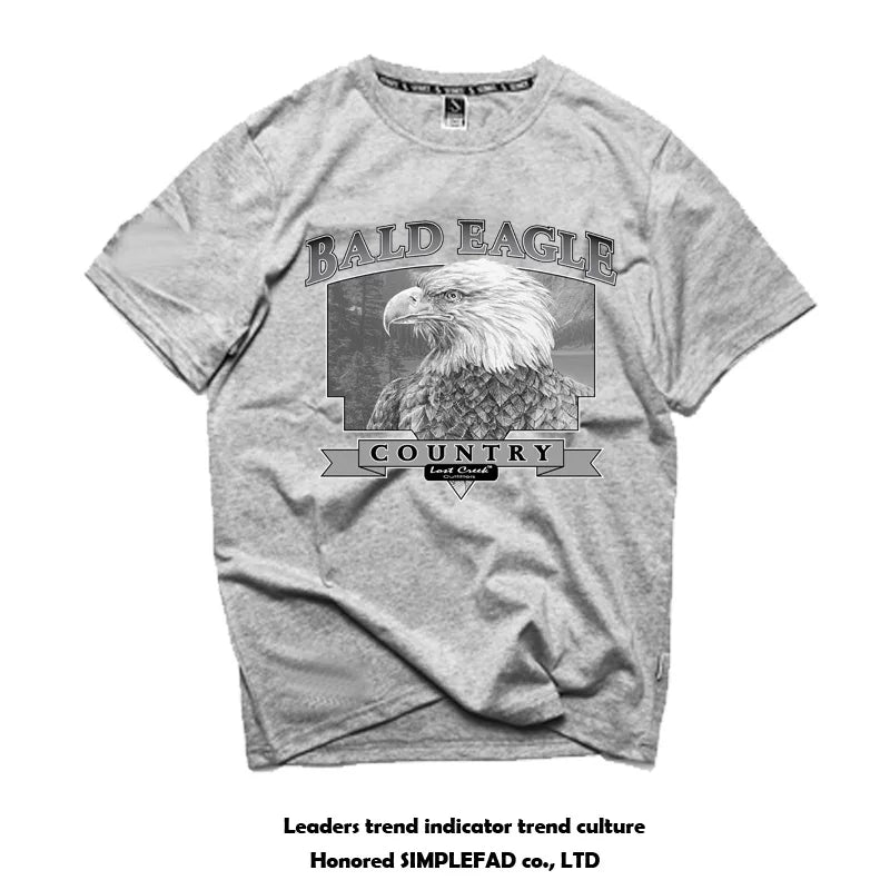 Men's fashion brand short sleeved T-shirt loose plus size American T-shirt summer youth print geometric pattern cotton short sleeved shirt