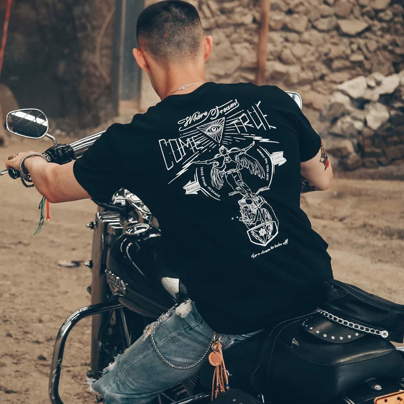 European and American style skull motorcycle street West Coast motorcycle rider MOTO pure cotton short sleeved T-shirt stylish men