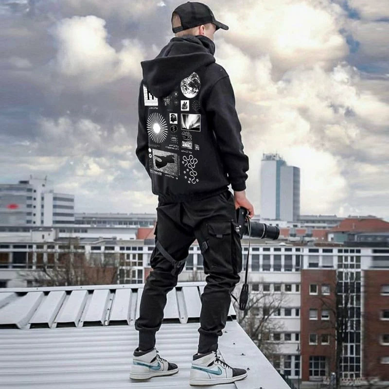 European and American loose hoodies, hip-hop punk hoodies, men's trendy brands, Instagram Hong Kong trend, men's street functional workwear