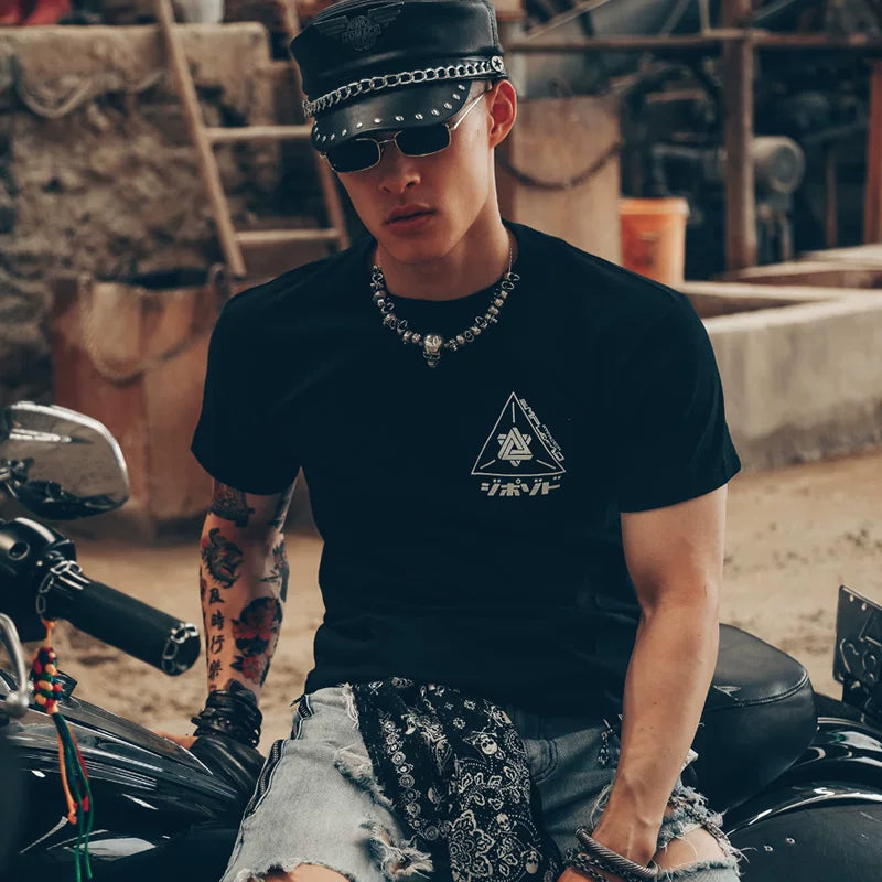 European and American style skull motorcycle street West Coast motorcycle rider MOTO pure cotton short sleeved T-shirt stylish men