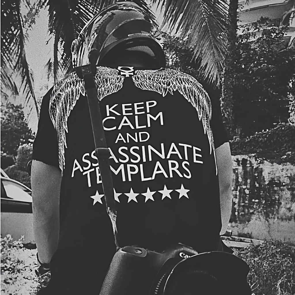 Thailand Trendy 3D mb wing t-shirt skull head punk rock band short sleeved man Harajuku style