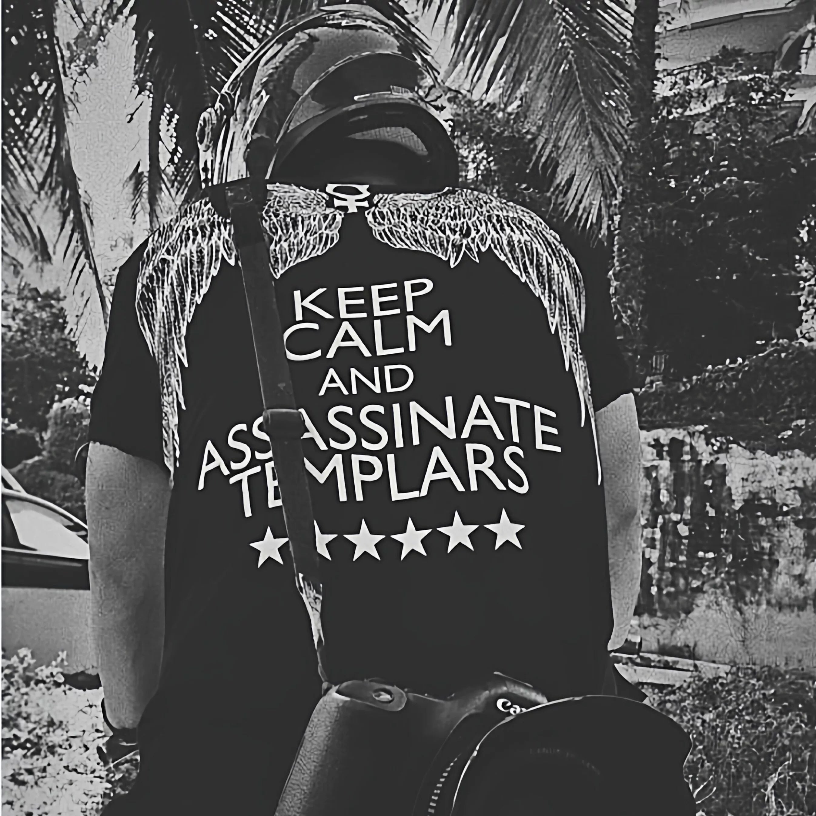 Thailand Trendy 3D mb wing t-shirt skull head punk rock band short sleeved man Harajuku style