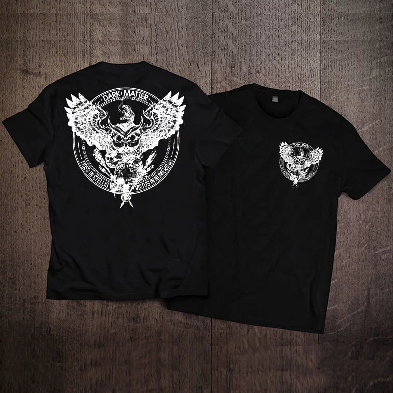 Original design, hand drawn illustrator, rock punk, heavy metal owl, personality, street men's T-shirt, fashion trend brand