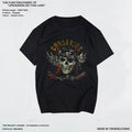 European and American original street retro vintage washed short sleeved T-shirt with personalized crack pattern skull pirate ship print