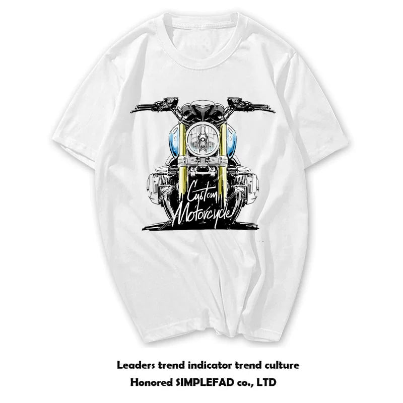 European and American retro Korean version retro ulzzang trendy brand off-road motorcycle motorcycle half sleeved pure cotton short sleeved T-shirt male personality