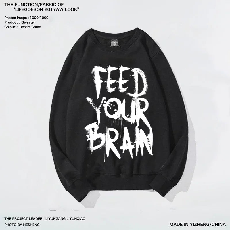 Ins Lazy Style Inkjet Hand drawn Graffiti English Alphabet European and American Dark High Street Rock Band Punk Hoodie Man