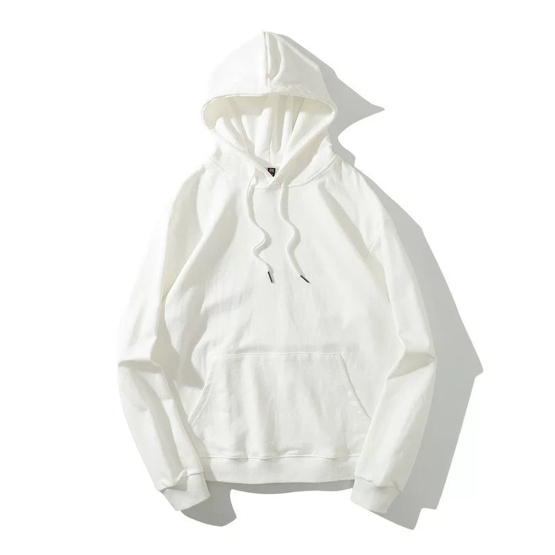 European and American hooded solid color hoodie men's hip-hop loose plus size cyberpunk ninja thick pullover sports hoodie trend