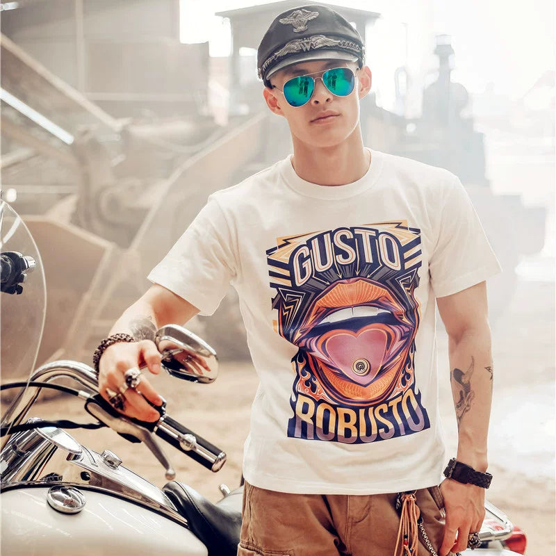 Fashion Trend Hip Hop Rock Undead Big Tongue Original Design Heavy Metal American Street Trendy Brand Short Sleeve T-shirt