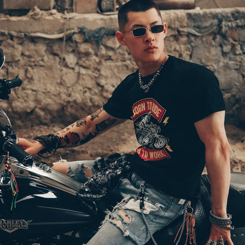 American special forces soldier Amikaji motorcycle tough guy style men washed and worn retro short sleeved T-shirt antique store