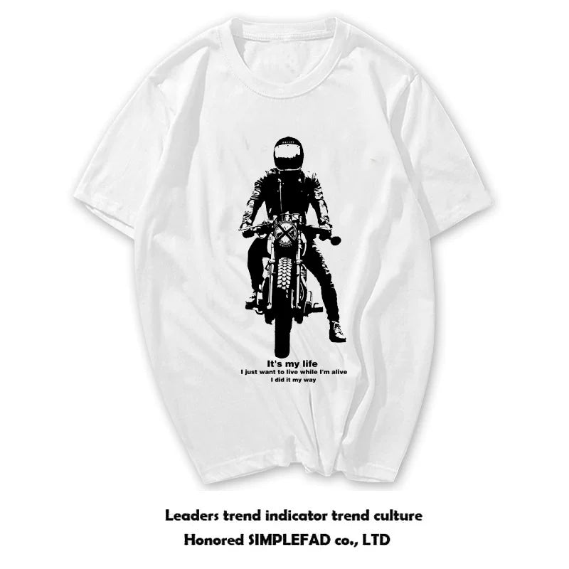 Amikaji American retro Japanese heavyweight pure cotton rock motorcycle T-shirt short sleeved men's European and American punk street TEE