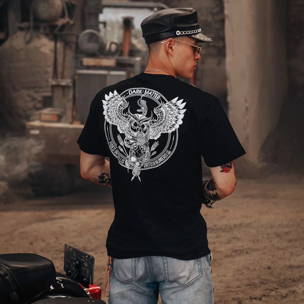 Original design, hand drawn illustrator, rock punk, heavy metal owl, personality, street men's T-shirt, fashion trend brand