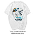European and American men's short sleeved trendy brand t-shirt, retro casual original style dinosaur, some music buddy, high street cartoon couple