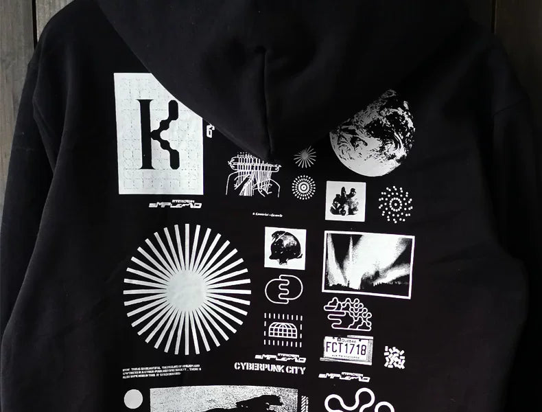 European and American loose hoodies, hip-hop punk hoodies, men's trendy brands, Instagram Hong Kong trend, men's street functional workwear