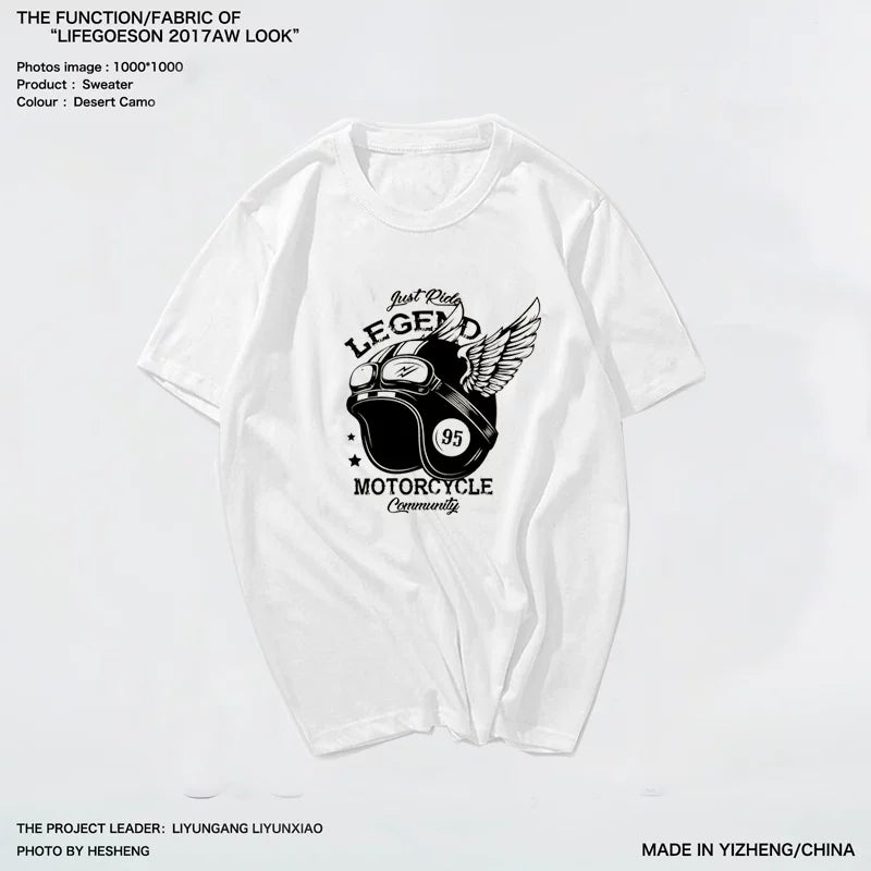 Japanese craftsman retro motorcycle rider Amikaji heavyweight thick Japanese pure cotton rock motorcycle T-shirt short sleeved