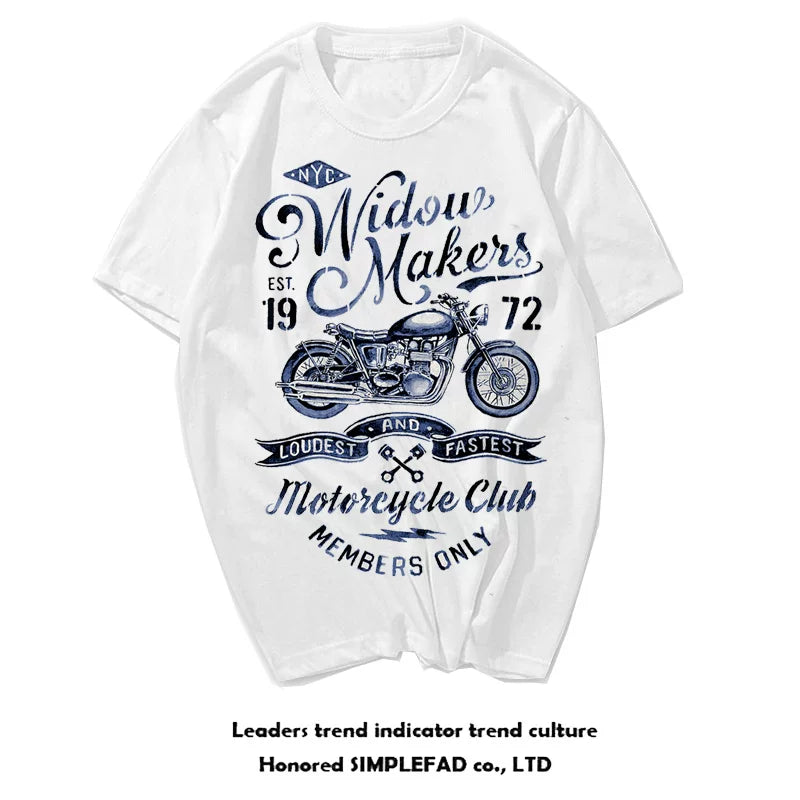 Amikaji American retro Japanese heavyweight pure cotton rock motorcycle T-shirt short sleeved men's European and American punk street TEE