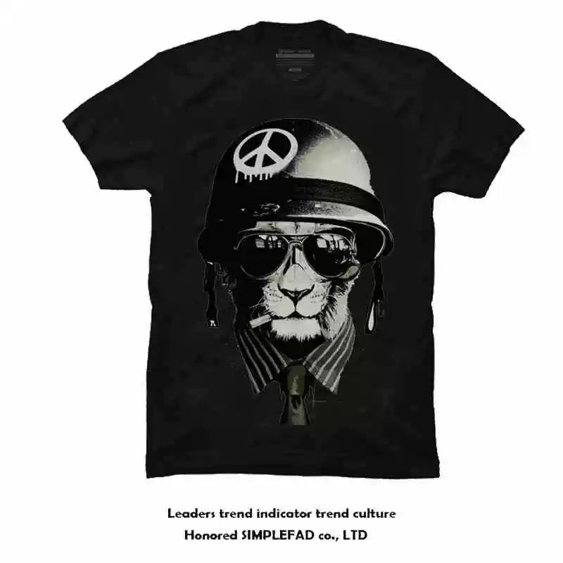 Original Trendy Brand China-Chic Anti war Peace Poker Vintage Make Old Cheap Cat 3D Print Rock Band Men's Short Sleeve T-shirt
