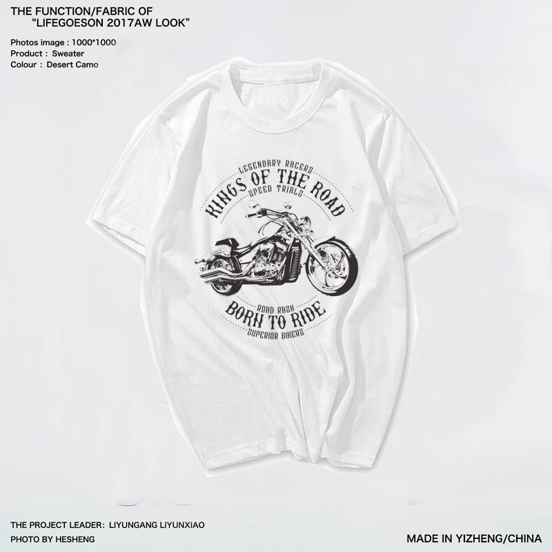Amikaji American retro Japanese heavyweight pure cotton rock motorcycle T-shirt short sleeved men's European and American punk street TEE