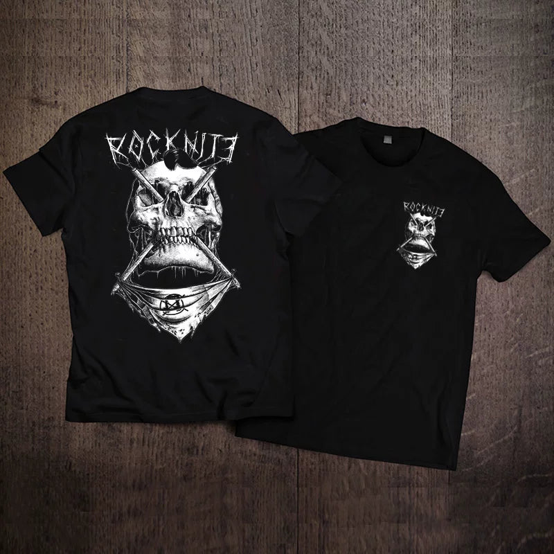 European and American high street dark fashion brand, skull T-shirt, punk rock band, short sleeved, heavy cotton motorcycle style