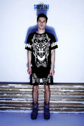 Original designer dark fashion brand trendy men's clothing Satan medium long T-shirt silk cotton Modal short sleeved men's