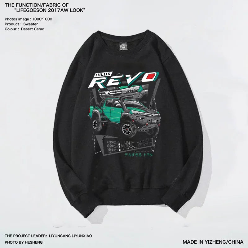 Dark Rock Trendy Brand Punk Harajuku Wind Off Road Racing Motorcycle Printed Men's Hoodie Original Hong Kong Style Trendy Men