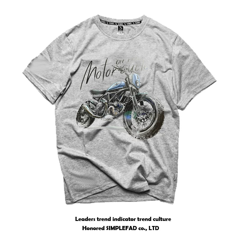 Amikaji American retro Japanese heavyweight pure cotton rock motorcycle T-shirt short sleeved men's European and American punk street TEE