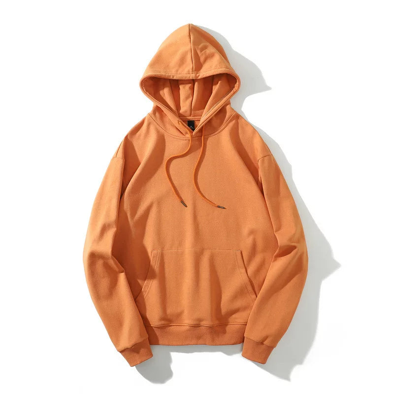 European and American hooded solid color hoodie men's hip-hop loose plus size cyberpunk ninja thick pullover sports hoodie trend