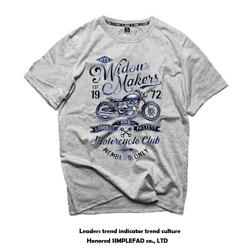 Amikaji American retro Japanese heavyweight pure cotton rock motorcycle T-shirt short sleeved men's European and American punk street TEE