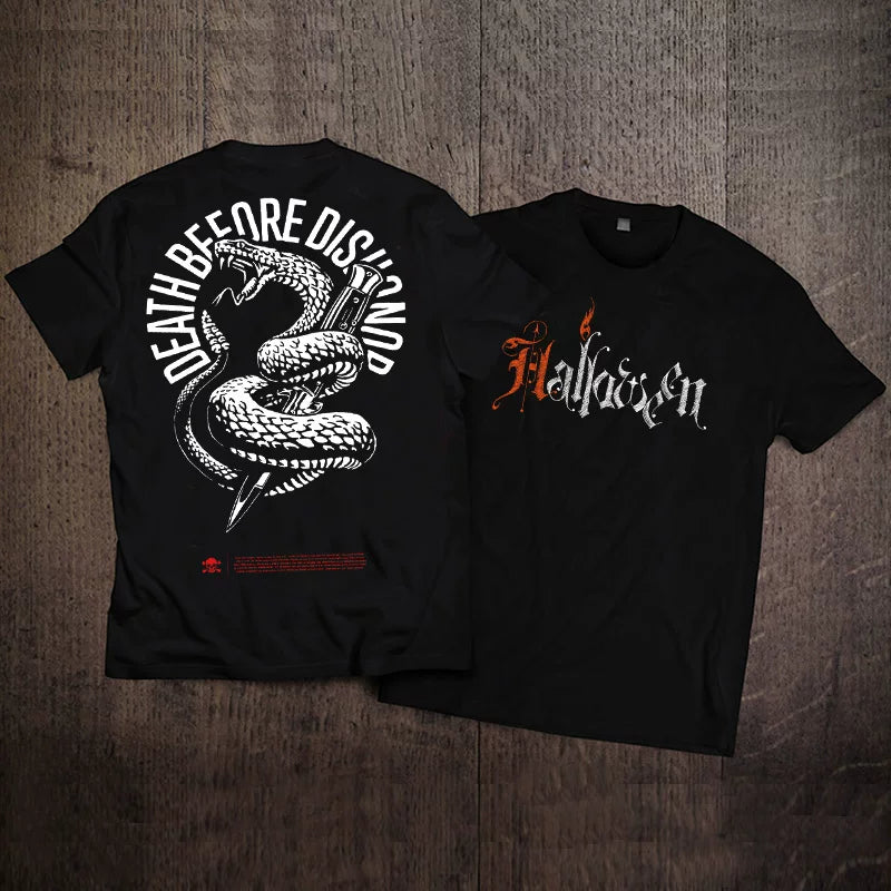 American street Amikaji Cobra workwear trendy brand retro short sleeved metal band skeleton rock pure cotton T