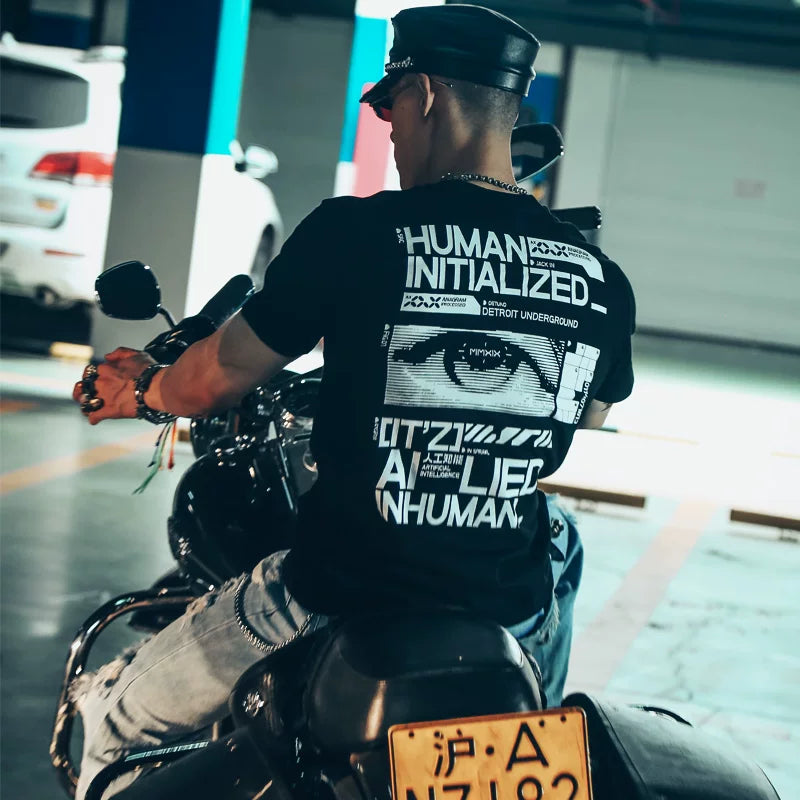 Futurist Cyber Punk original design functional style short sleeved T-shirt trendy high street men