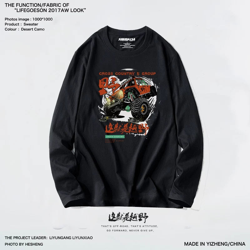 European and American trendy 3D 3D short sleeved T-shirt with men's printed hardcore off-road vehicle four-wheel drive Alashan Hero Club off-road e-tribe
