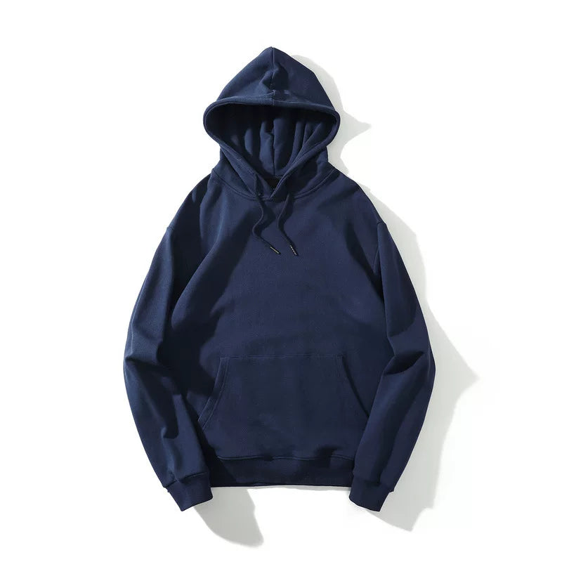 European and American hooded solid color hoodie men's hip-hop loose plus size cyberpunk ninja thick pullover sports hoodie trend
