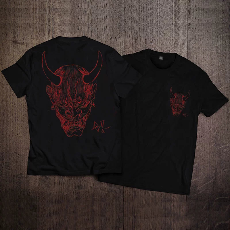Japanese Ukiyo-e Tattoo, Tezuka Third Generation Eye Print, Prajna Oniya Yaksha T-shirt, Skeleton Male Tattoo, Japanese Trendy Brand