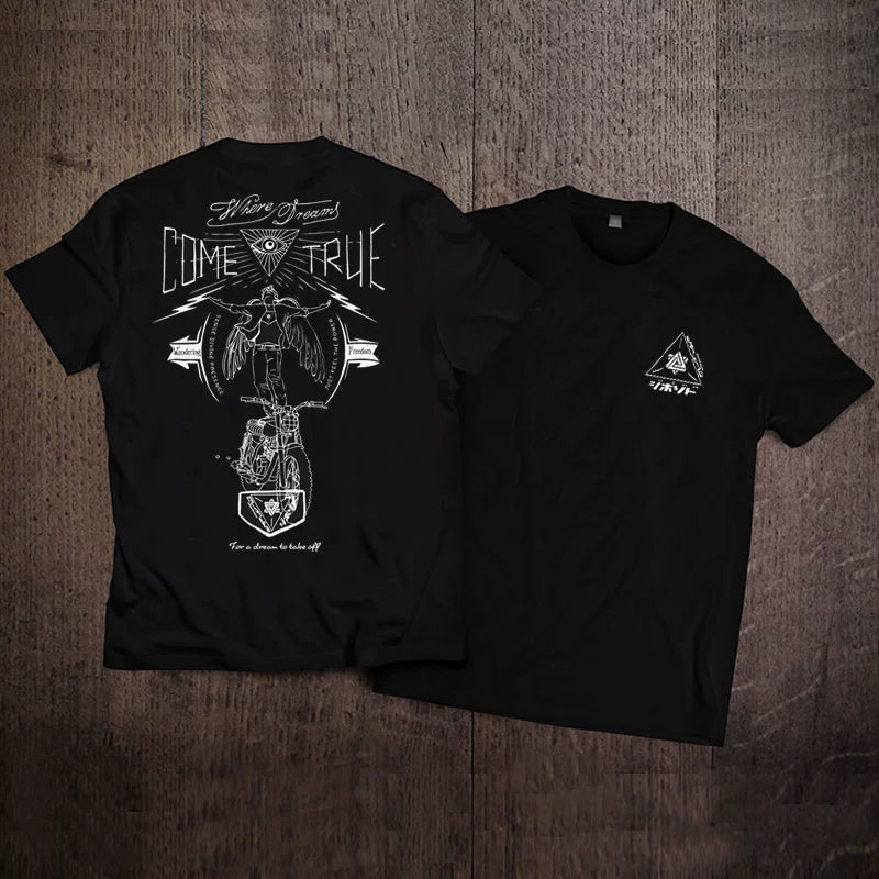 European and American style skull motorcycle street West Coast motorcycle rider MOTO pure cotton short sleeved T-shirt stylish men